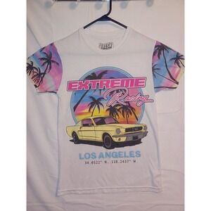 Extreme Racing Los Angeles White Size Small Hawaiian Sleeve Retro Short Sleeve